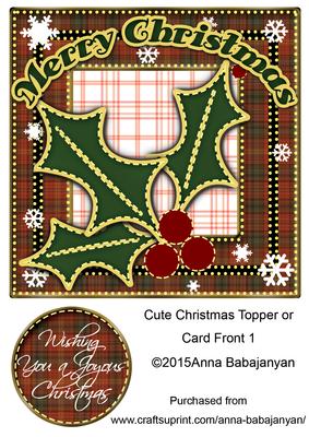 Cute Christmas Topper or Card Front 1