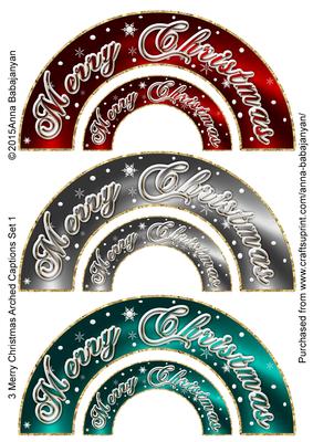 3 Merry Christmas Arched Captions Set 1