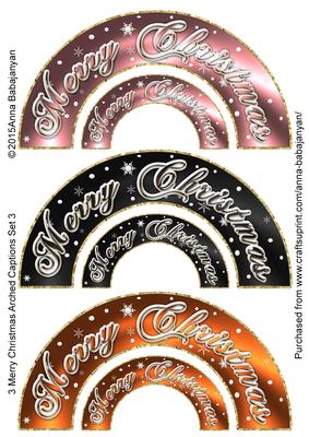 3 Merry Christmas Arched Captions Set 3