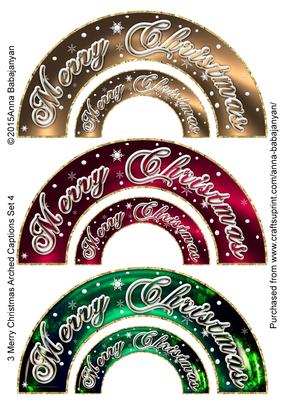 3 Merry Christmas Arched Captions Set 4