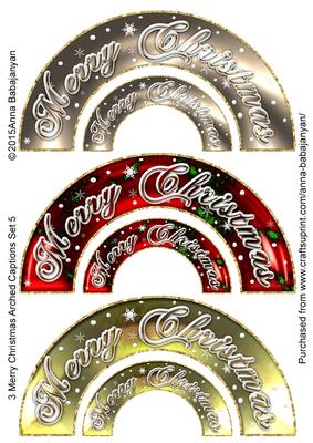 3 Merry Christmas Arched Captions Set 5