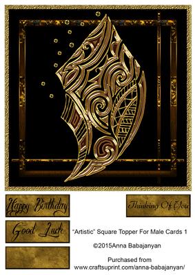 Artistic Square Topper for Male Cards 1