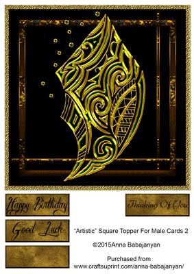 Artistic Square Topper for Male Cards 2