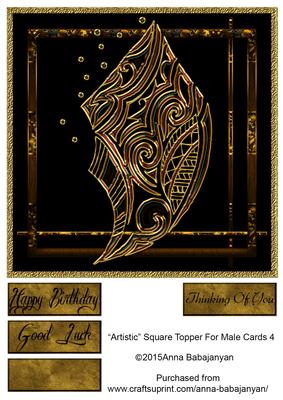 Artistic Square Topper for Male Cards 4