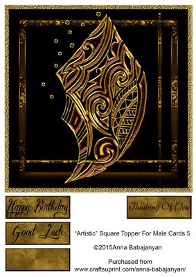 Artistic Square Topper for Male Cards 5