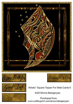 Artistic Square Topper for Male Cards 6