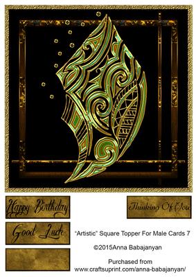Artistic Square Topper for Male Cards 7