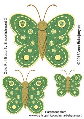 Cute Felt Butterfly Embellishment 2