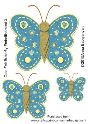 Cute Felt Butterfly Embellishment 3