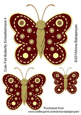 Cute Felt Butterfly Embellishment 4