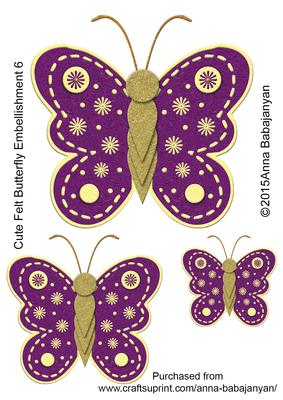 Cute Felt Butterfly Embellishment 6