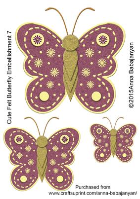 Cute Felt Butterfly Embellishment 7