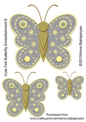 Cute Felt Butterfly Embellishment 8