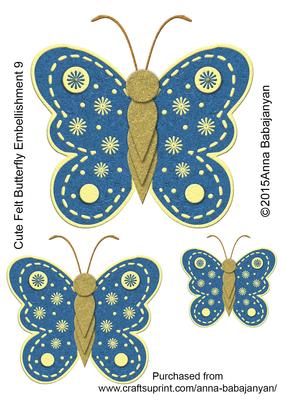 Cute Felt Butterfly Embellishment 9