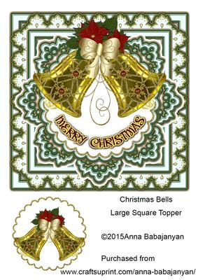 Christmas Bells Large Square Topper