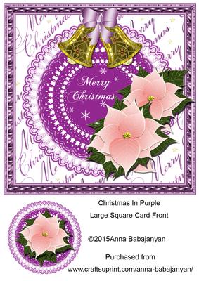 Christmas in Purple Large Square Card Front