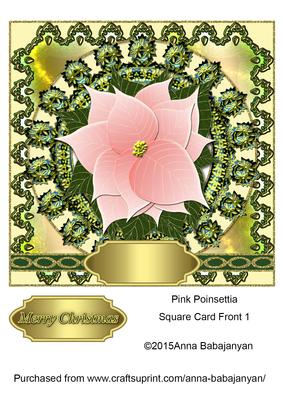 Pink Poinsettia Square Card Front 1