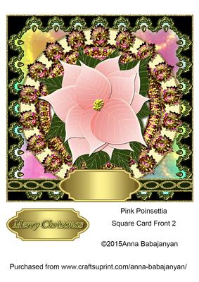 Pink Poinsettia Square Card Front 2