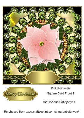 Pink Poinsettia Square Card Front 3