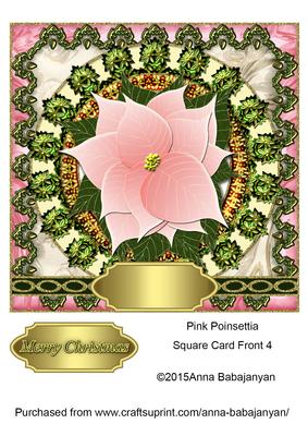 Pink Poinsettia Square Card Front 4