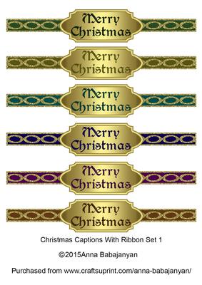 Christmas Captions with Ribbon Set 1
