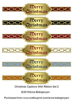 Christmas Captions with Ribbon Set 2