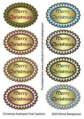 Christmas Scalloped Oval Captions