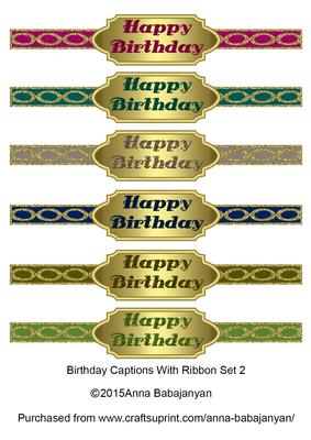 Birthday Captions with Ribbon Set 2