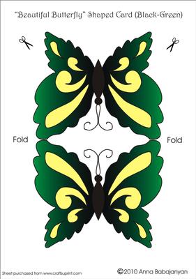 Beautiful Butterfly Shaped Card (black-green)