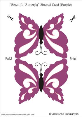 Beautiful Butterfly Shaped Card (purple)