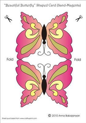 Beautiful Butterfly Shaped Card (sand-magenta)