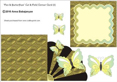 Fan & Butterflies Cut & Fold Corner Card (2)