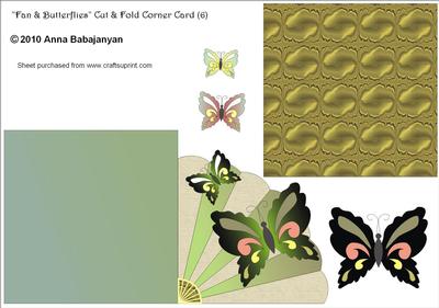 Fan & Butterflies Cut & Fold Corner Card (6)