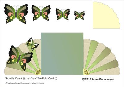 Double Fan & Butterflies Tri-fold Card (1)