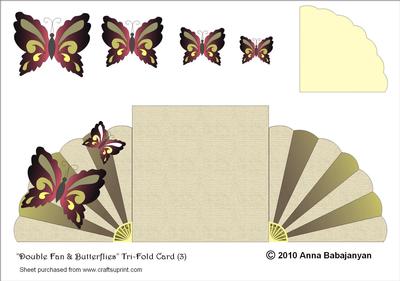 Double Fan & Butterflies Tri-fold Card (3)