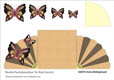 Double Fan & Butterflies Tri-fold Card (4)