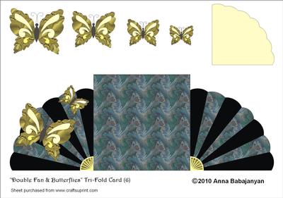 Double Fan & Butterflies Tri-fold Card (6)