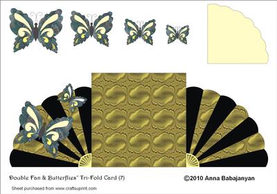 Double Fan & Butterflies Tri-fold Card (7)