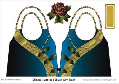 Chinese Hand-bag (black Sky-blue)