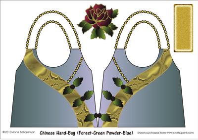 Chinese Hand-bag (forest-green Powder-blue)