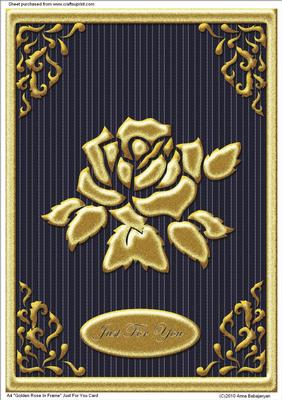 A4 "golden Rose in Frame" Just for You Card