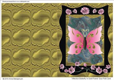 Affection Butterfly in Gold Frame Duo Fold Card