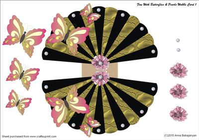 Fan with Butterflies & Pearls Wobble Card 1