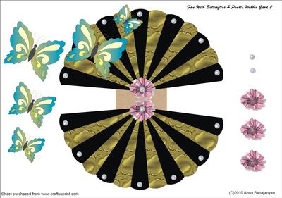 Fan with Butterflies & Pearls Wobble Card 2