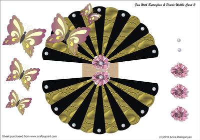 Fan with Butterflies & Pearls Wobble Card 3