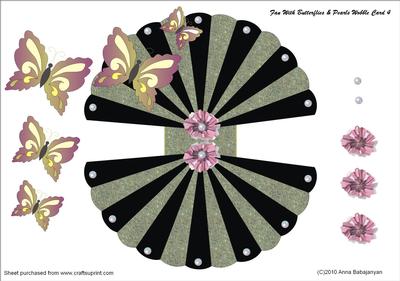 Fan with Butterflies & Pearls Wobble Card 4