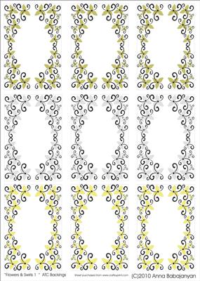 Flowers & Swirls 1 Atc Backings