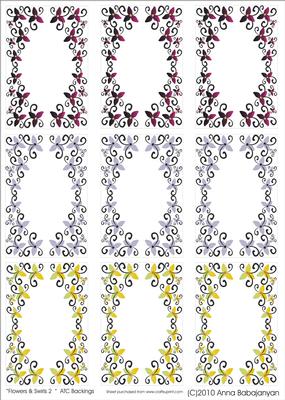 Flowers & Swirls 2 Atc Backings