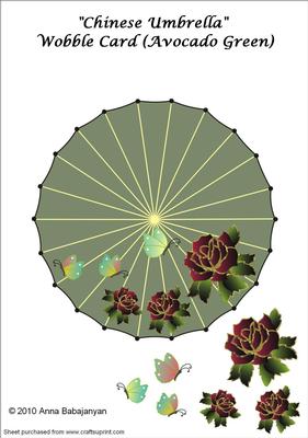 Chinese Umbrella Wobble Card (avocado Green)