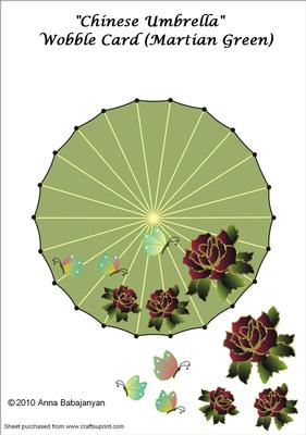 Chinese Umbrella Wobble Card (martian Green)